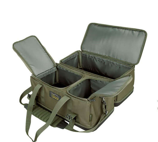 K-Karp GLADIO COMBI CARRYALL with multiple compartments for organized fishing gear.