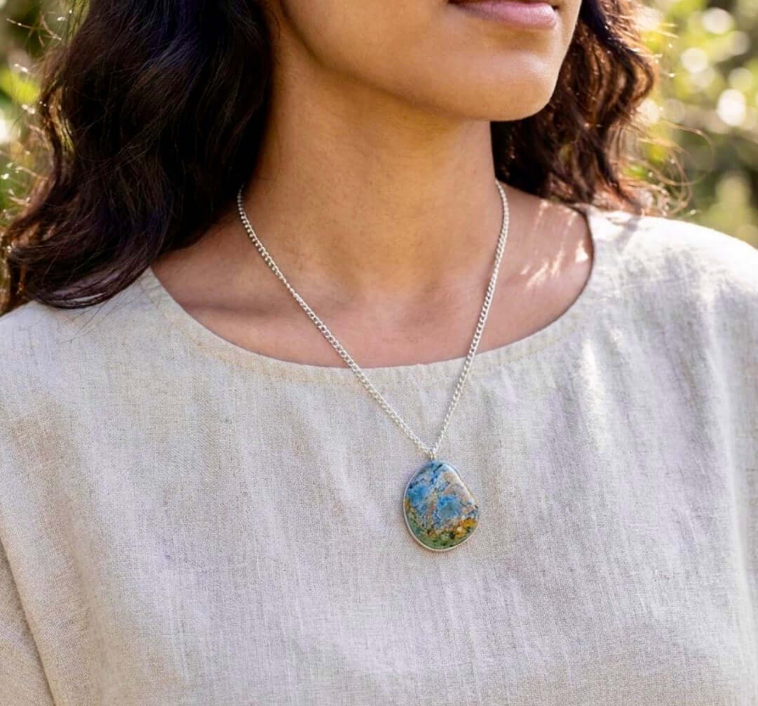 Collana Artigianale con Pietra Minerale Naturale dei Fiumi della Valsesia - Crepuscolo