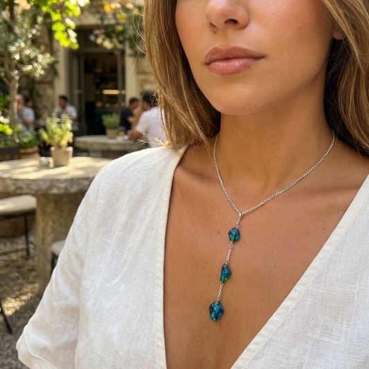 Collana Artigianale con pendenti in Azzurrite naturale