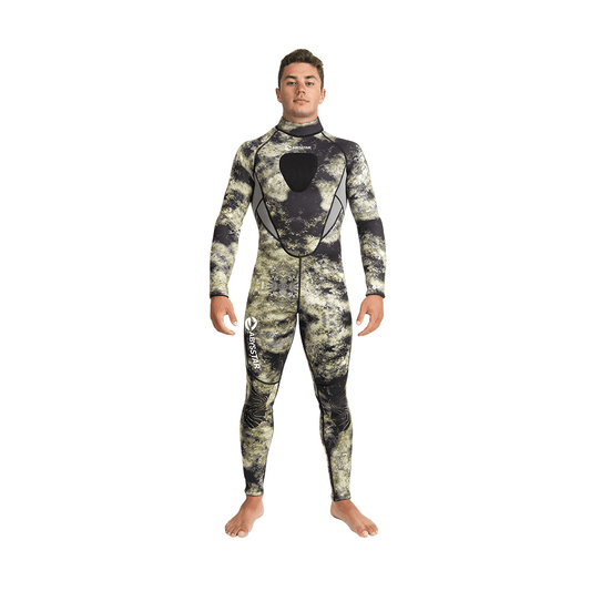 Abysstar Sidney Camo C/P 2,5 mm wetsuit for apnea fishing in warm waters, featuring a Mediterranean camo pattern.