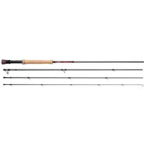 Greys Wing Stillwater Fly Rod, vista laterale della canna da pesca con impugnatura in sughero e design elegante.