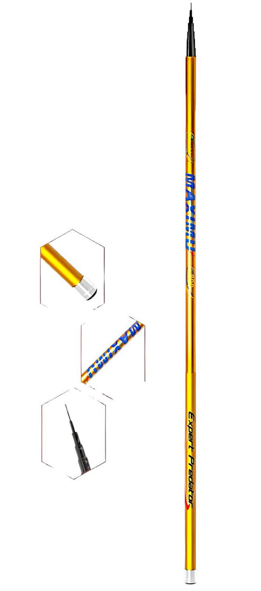 Maximu Expert Predator telescopic fishing rod showcasing extreme sensitivity and high modulus carbon fiber construction.