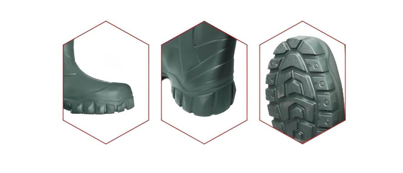 Dettagli degli Stivali Termici in EVA Expert Predator, con suola robusta e design impermeabile.