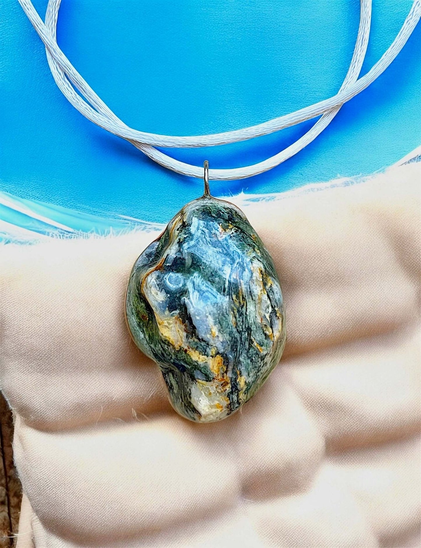 Collana Artigianale con Pietra Naturale dei Fiumi della Valsesia - FISHING TIME, è tempo di pesca!