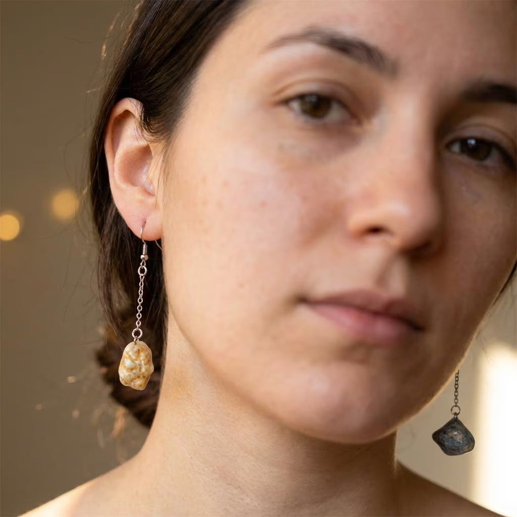 Orecchini Pendenti Artigianali con Pietre Naturali della Valsesia – Luce d’Avorio e Profondità Minerale