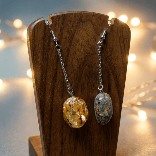 Orecchini Pendenti Artigianali con Pietre Naturali e Minerali della Valsesia – Armonia di Luce e Acqua - FISHING TIME, è tempo di pesca!