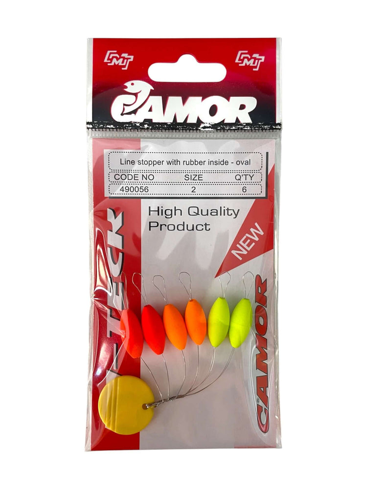 Stopper Ovali Camor Hi-Tech, accessori da pesca con bloccaggio perfetto e inserto in gomma per una tenuta ideale.
