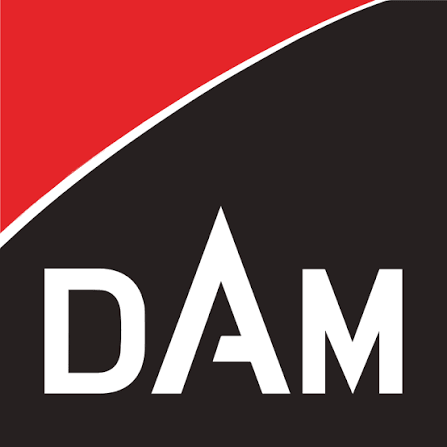 Logo of DAM, Deutsche Angelgeräte Manufaktur, a respected brand in European sport fishing.