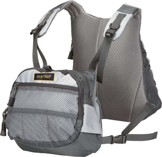 Guidemaster Pro Back & Chest Pack, un sistema tecnico per pescatori, realizzato in materiali ultra-resistenti.