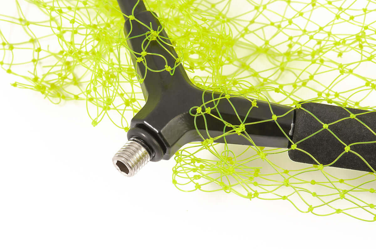 Trabucco GNT Head Match Fluo Mono/Bream with bright green mesh and handle for fishing efficiency.