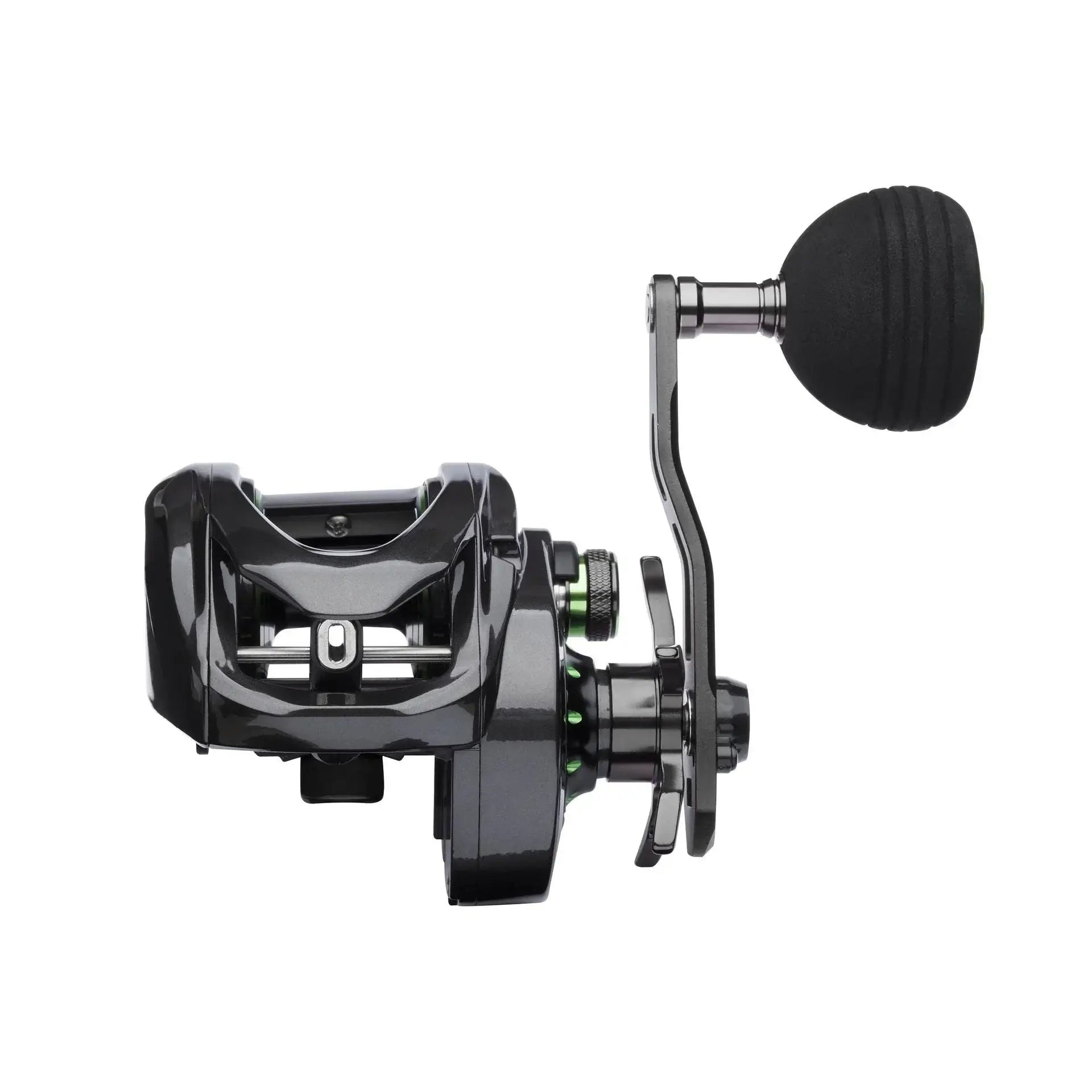 Madcat Dominion Low Profile Reel with compact design and ergonomic handle for vertical fishing techniques.