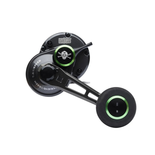 Madcat Full Force Conventional Reel for extreme vertical and pelagic fishing with durable aluminum frame.