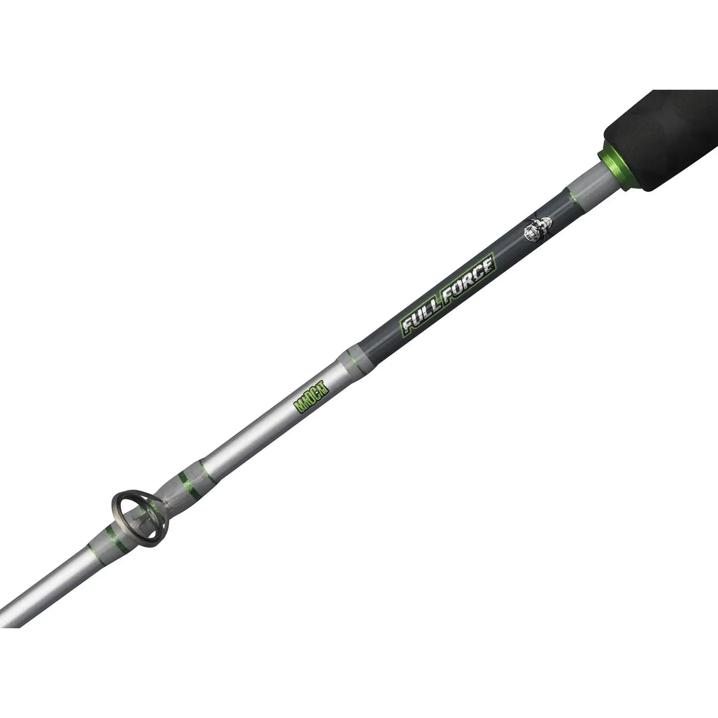 Madcat Full Force Vertical Baitcasting Rod displayed from above, showcasing its lightweight and balanced design.
