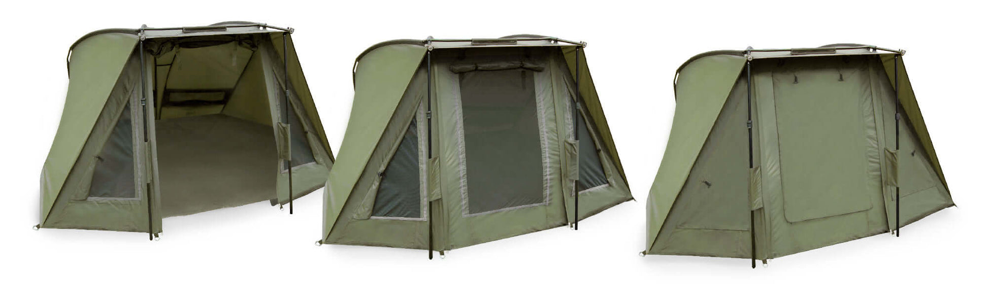 K-Karp GLADIO ELEMENTS BIVVY shown in various views showcasing its spacious interior and robust design.