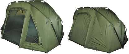 K-Karp PUNISHER DOME tent showcasing spacious design for carpfishing with quick setup and weather protection.