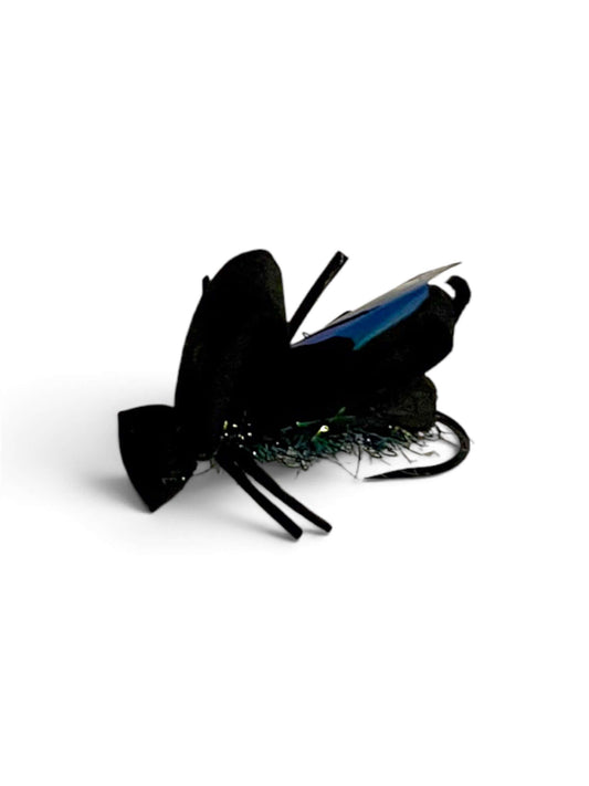 Burdock artificial flies in various sizes, designed for fly fishing, featuring black foam bodies.