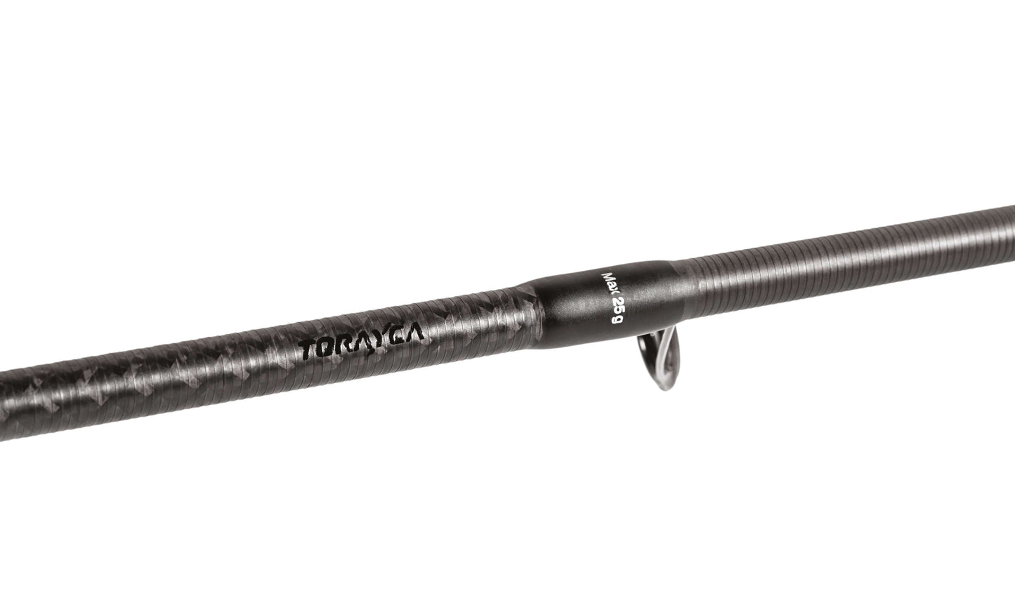  Rapture Black Cross spinning rod showcasing High Modulus Carbon design and Fast/Extra Fast action.