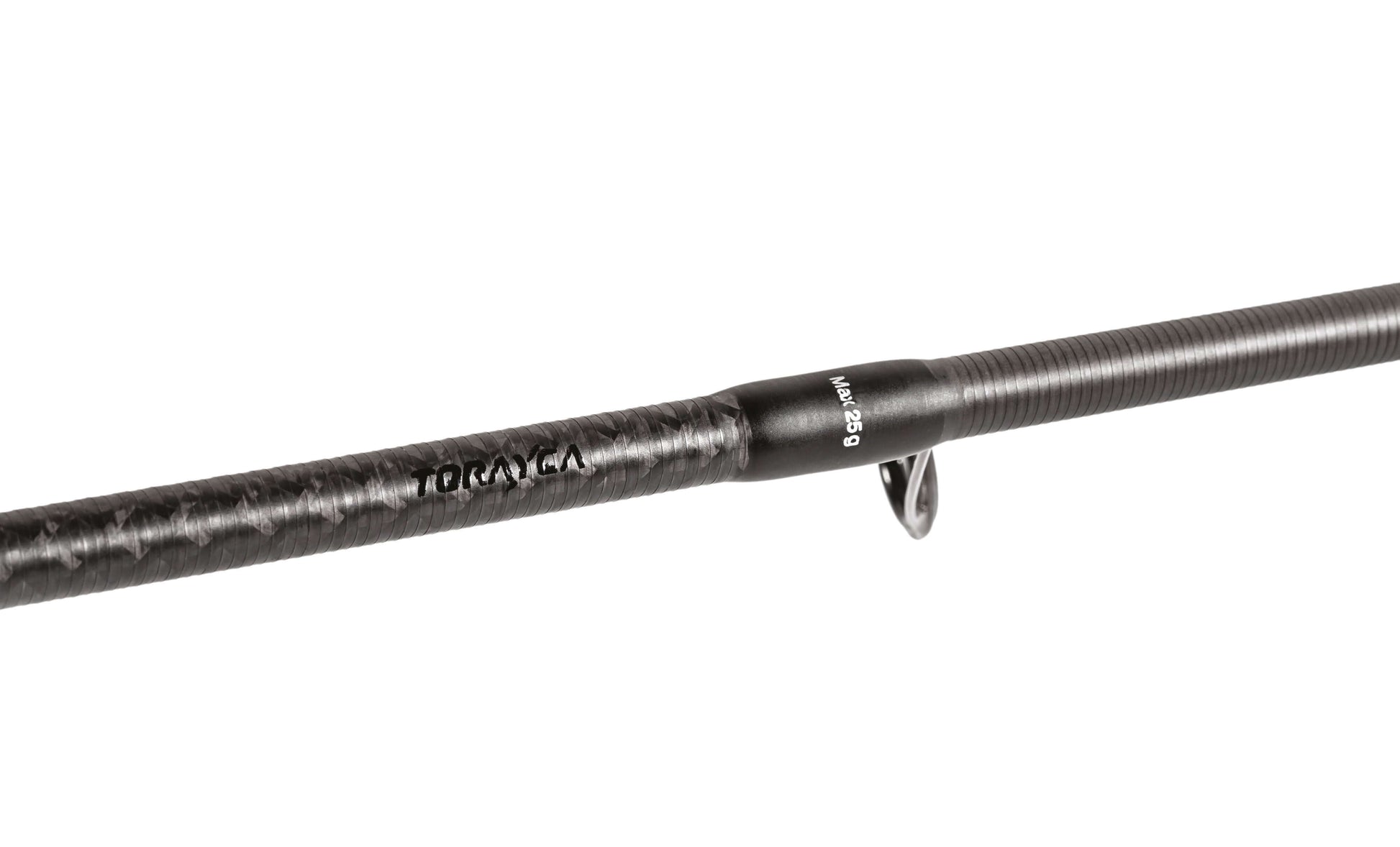  Rapture Black Cross spinning rod showcasing High Modulus Carbon design and Fast/Extra Fast action.