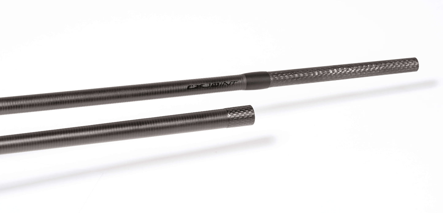 Rapture Black Cross spinning rod showcasing High Modulus Carbon design and Fast/Extra Fast action.