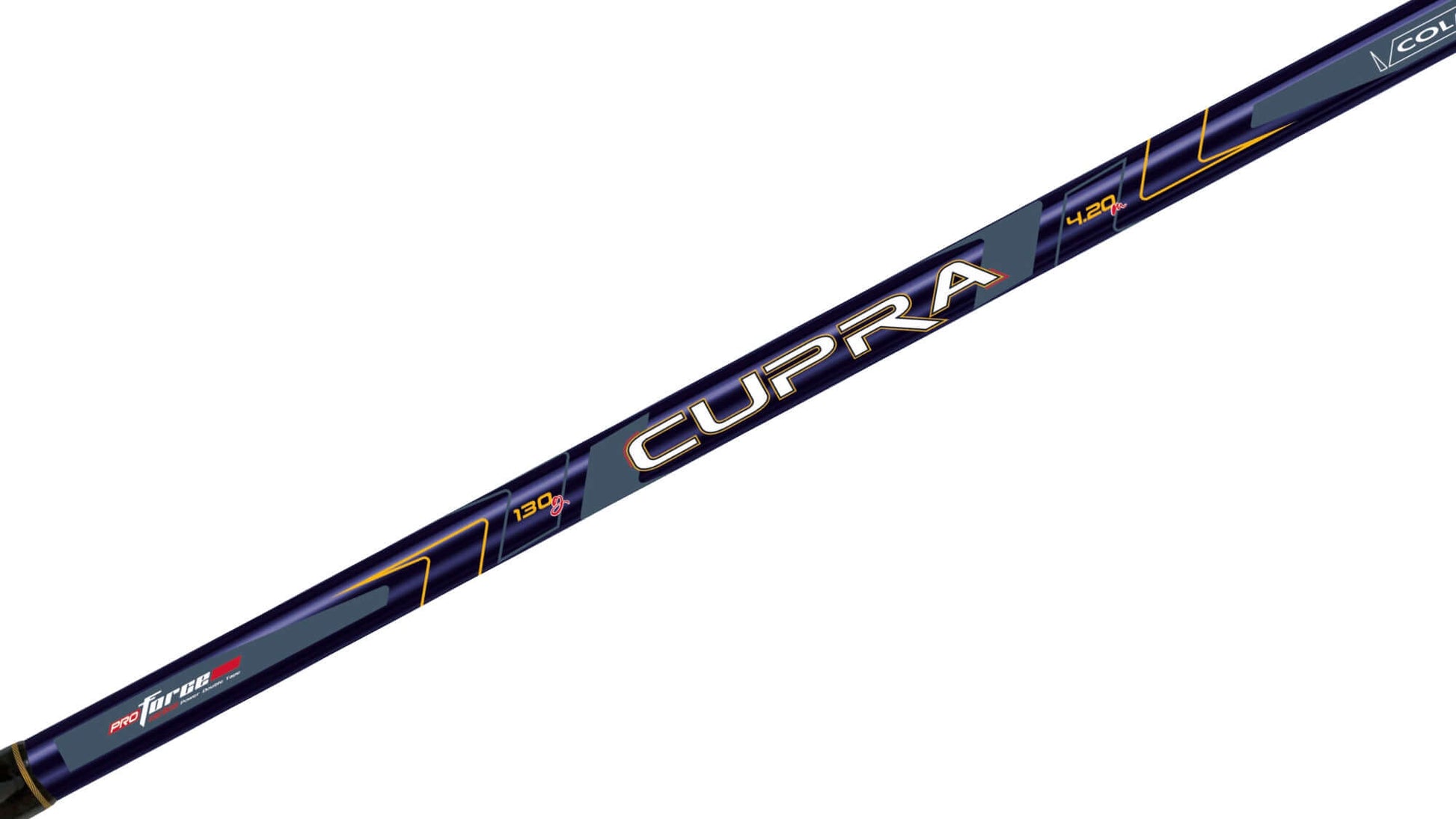 Colmic Cupra telescopic surfcasting rod for high-performance fishing, available in 420cm and 450cm lengths.