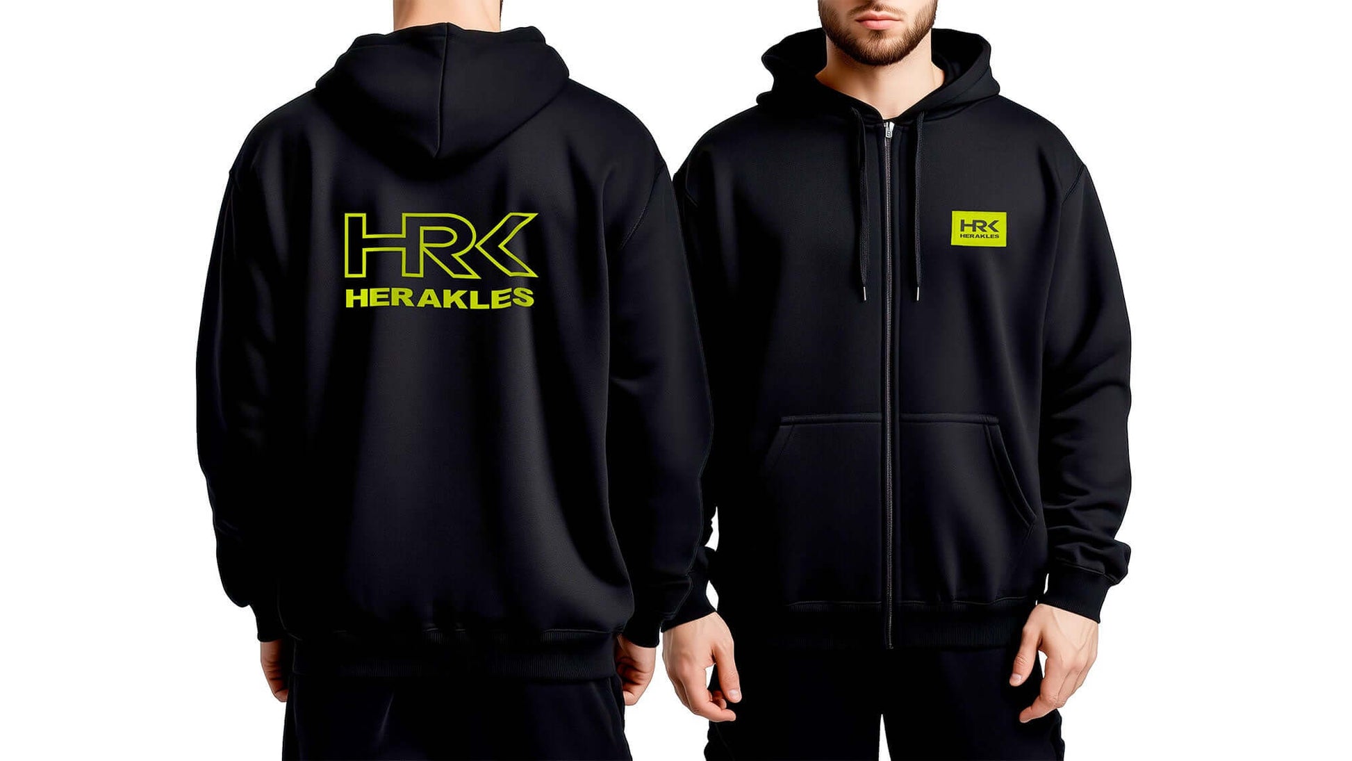 Felpa Black Zip HRK, felpa nera con zip e logo HRK, comoda e resistente per ogni stagione.