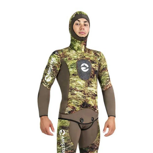 Abysstar Grouper EVO muta apnea e pesca sub in neoprene Jako, design mimetico per fondali tecnici.