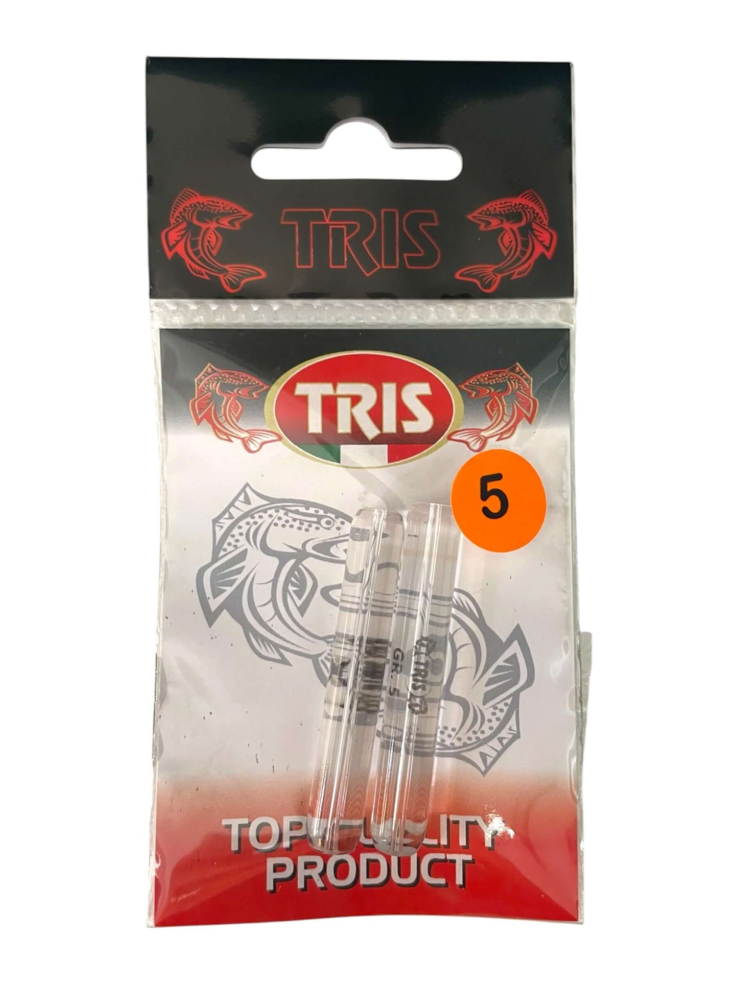 Vetrini TRIS in confezione, accessori da pesca in vetro calibrato per massima precisione.