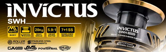 Trabucco Catgear INVICTUS SW POWER FA8000 mulinello con corpo metallico e rotore in carbonio per pesca predatori.
