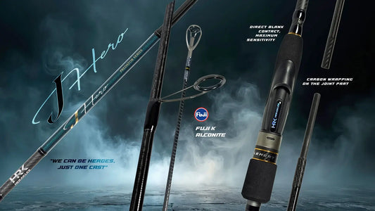 Herakles J Hero canna da spinning con dettagli in carbon wrapping e sensibilità elevata, ideale per la competizione.