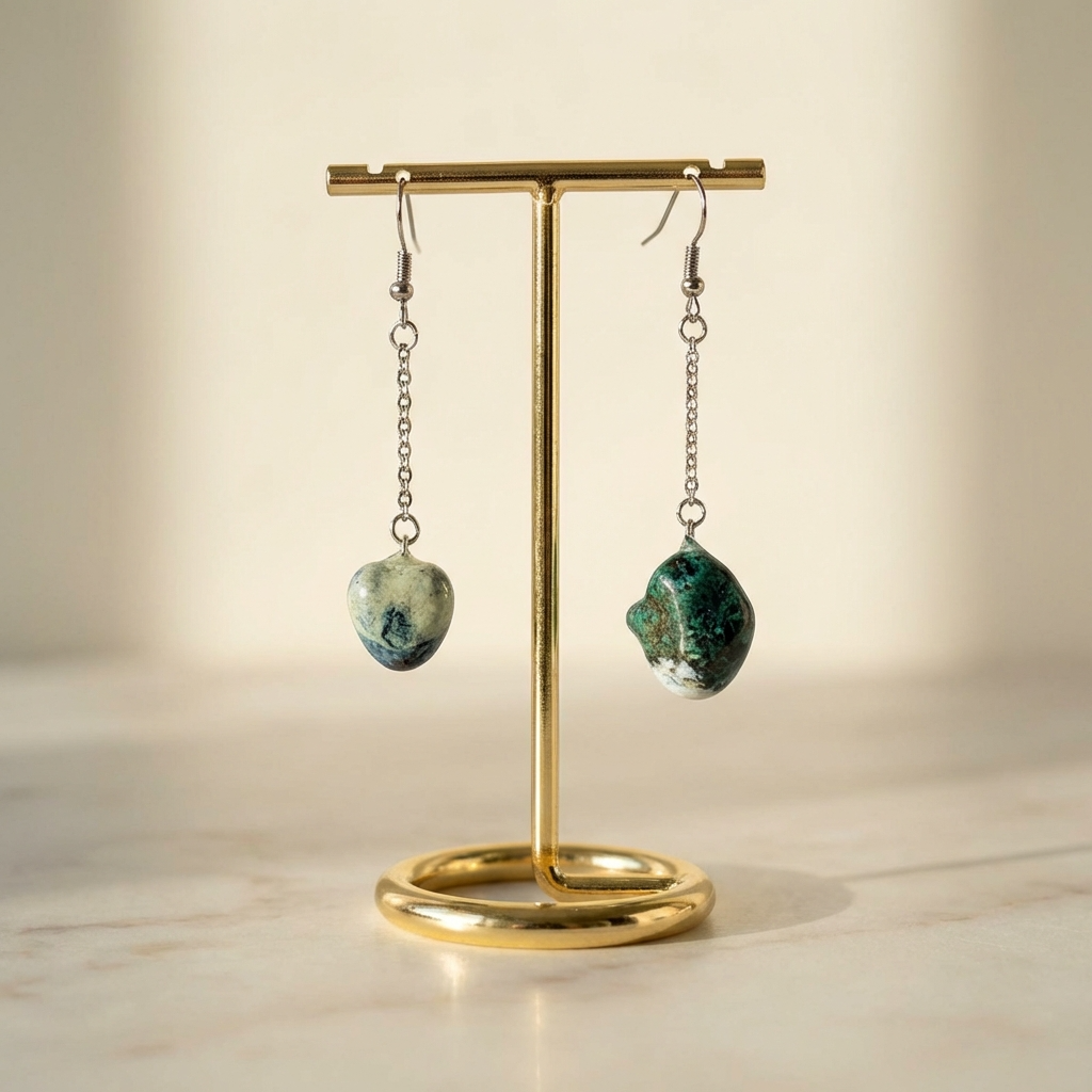 Orecchini Pendenti Artigianali con Pietre Naturali della Valsesia – Incontro di Acqua e Bosco