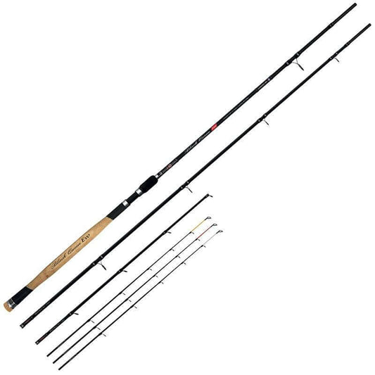 Colmic Black Queen Evo – Canna Feeder FUJI con tre cime in carbonio, progettata per pesca a lunga distanza.