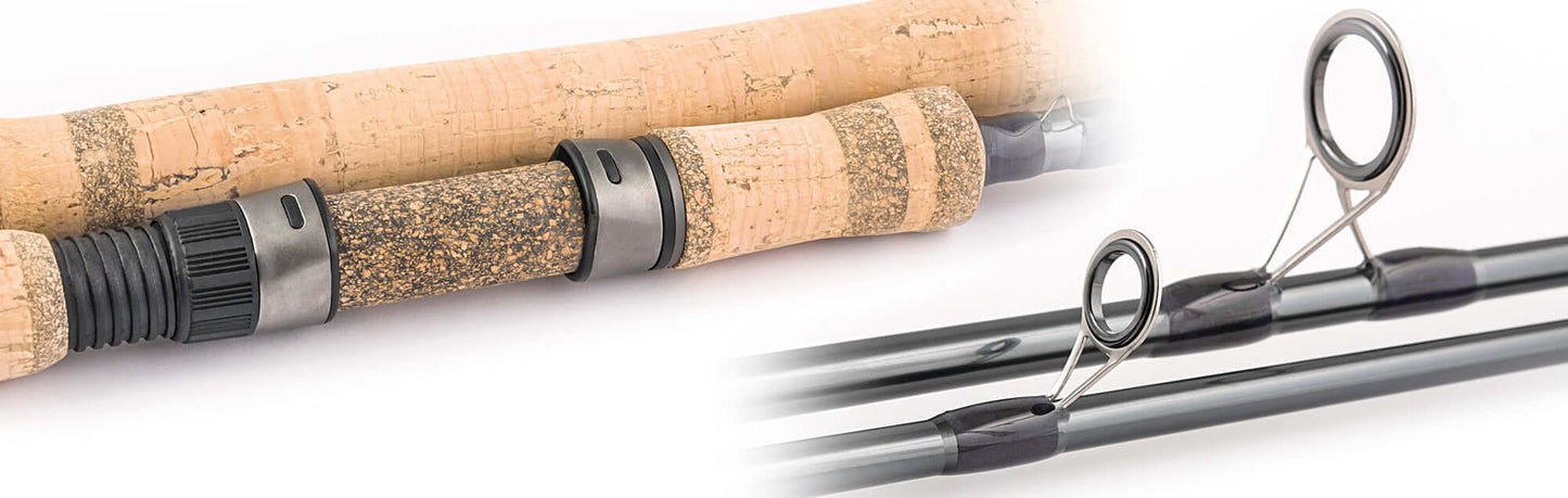 Loomis & Franklin Classic Predator IM7 spinning rod showcasing high-quality cork handle and durable guides.