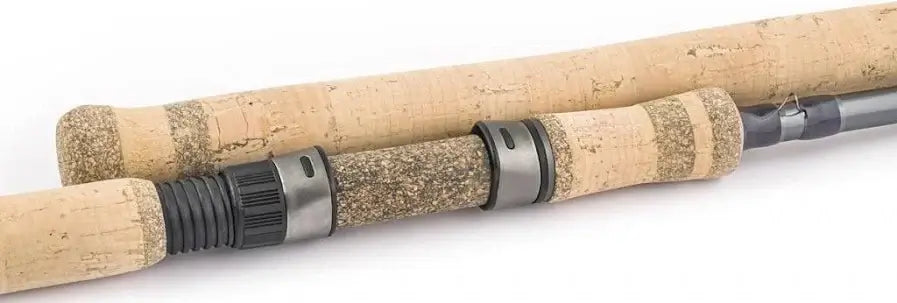 Loomis & Franklin Classic Predator IM7 fishing rod close-up, featuring cork handle and durable components.
