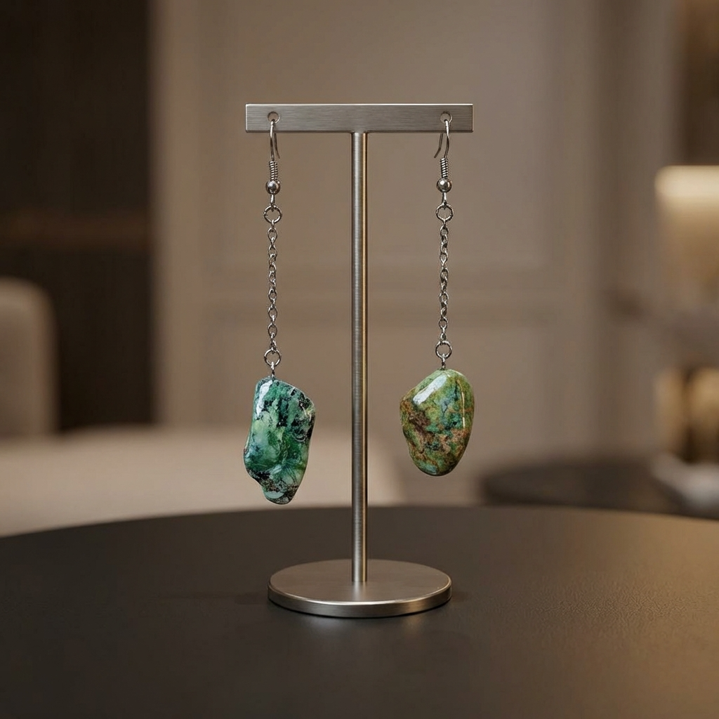 Handmade Dangle Earrings with Natural Stones from Valsesia – Raw Elegance and Alpine Authenticity