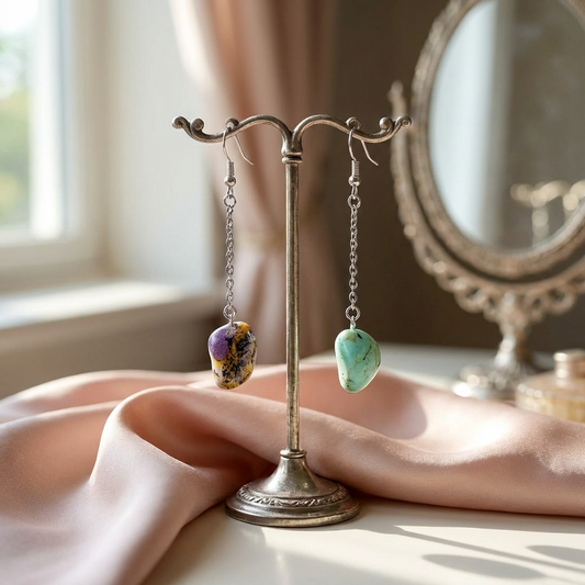 Handmade Drop Earrings with Natural Stones from Valsesia – Energy, Color and Spirituality