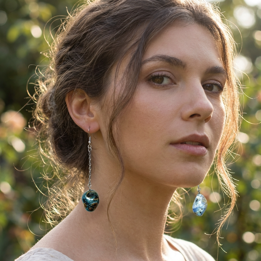 Handmade Drop Earrings with Natural Stones from Valsesia – Balance of Strength and Delicacy