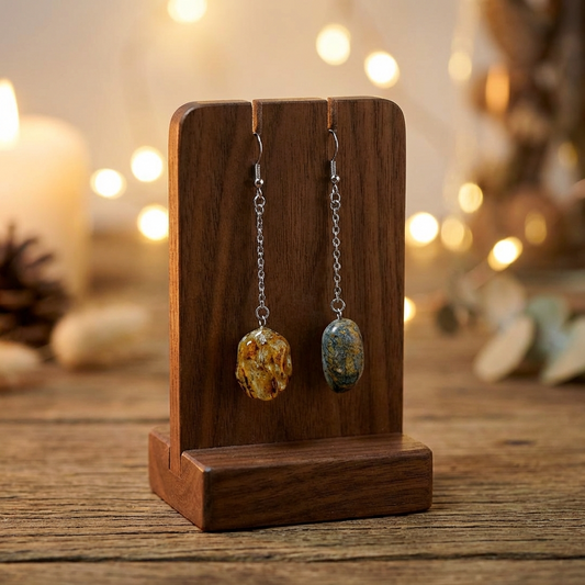Handmade Drop Earrings with Natural Stones from Valsesia – Light, Earth and Craftsmanship Made in Italy