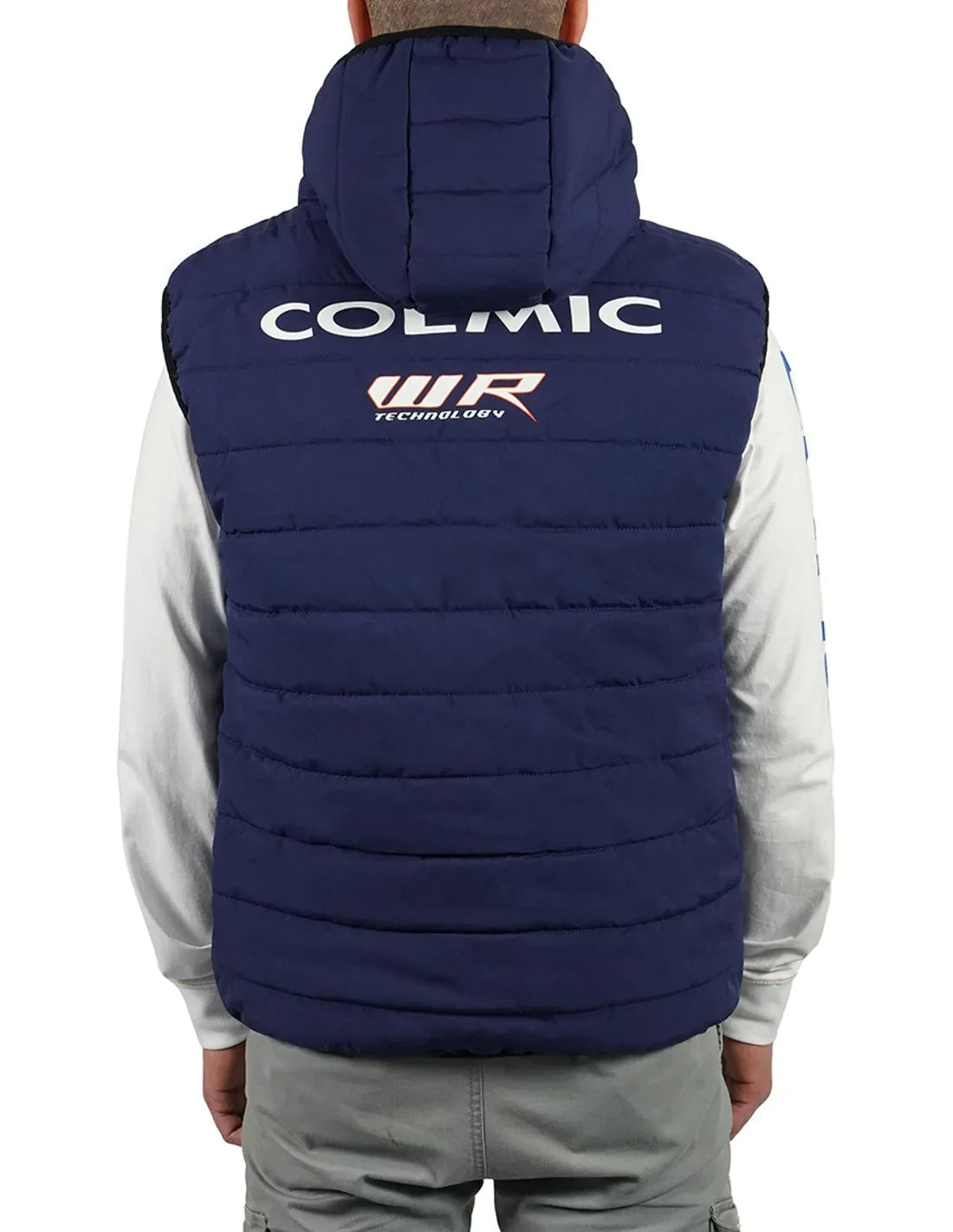 Gilet Piumino Tecnico WR in blu, ideale per il comfort e la libertà di movimento durante la pesca in condizioni fredde.