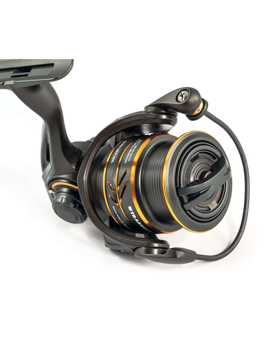 Trabucco Helium FB mulinello spinning ultra leggero con frizione posteriore, design elegante e tecnologia avanzata.