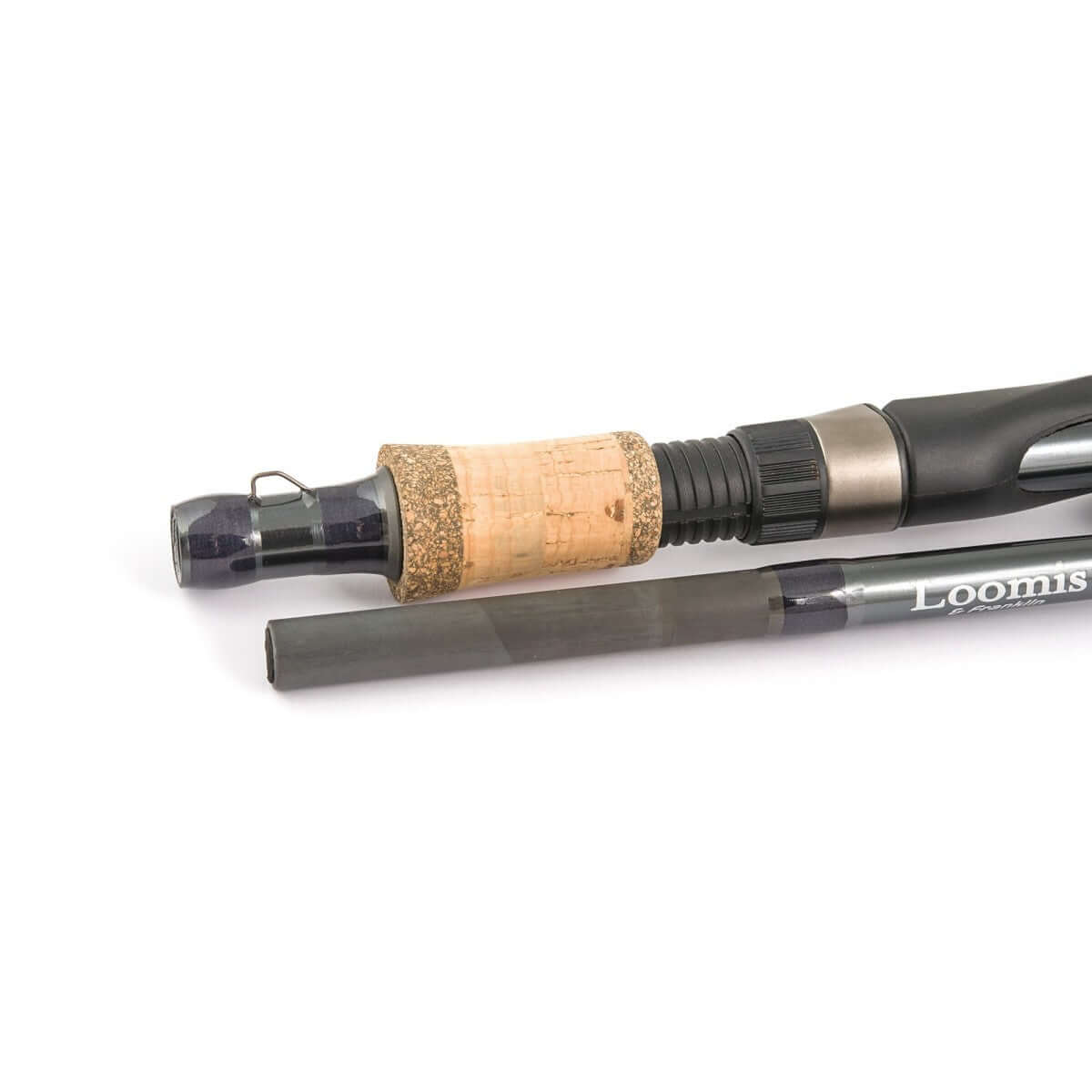 Close-up of the Loomis & Franklin LMF Swimbait Spinning IM7 rod showing the handle and blank details.