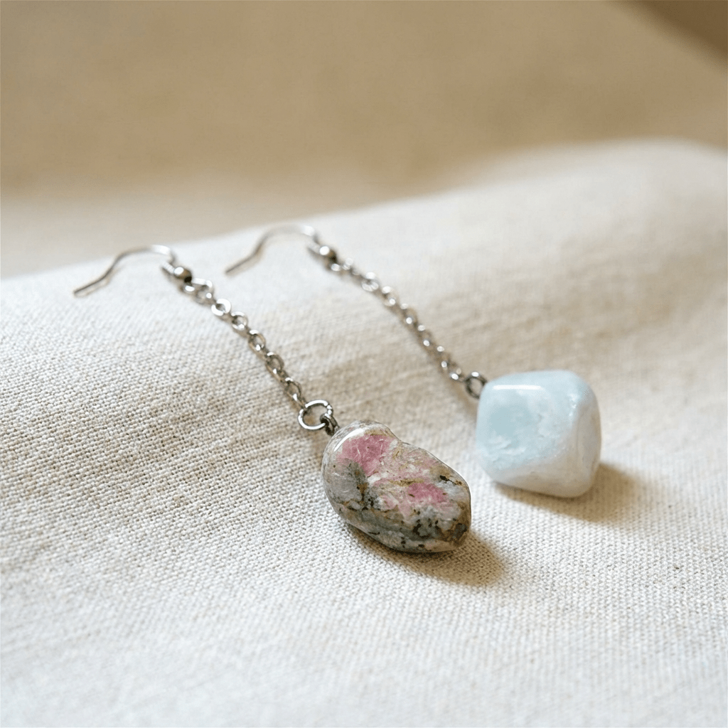 Orecchini Pendenti Artigianali con Pietre Naturali della Valsesia – Contrasto di Luce, Pietra e Colore - FISHING TIME, è tempo di pesca!