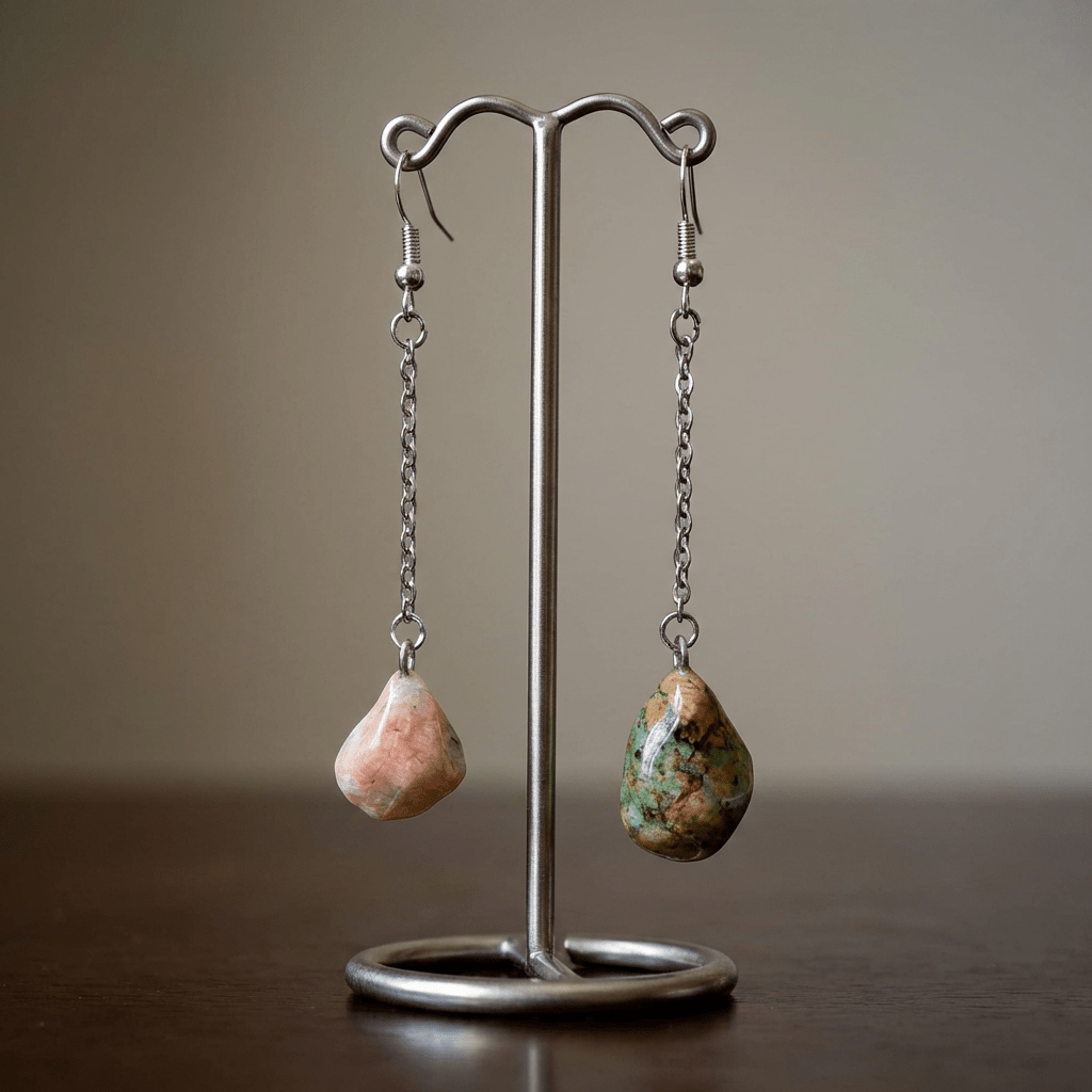 Orecchini Pendenti Artigianali con Pietre Naturali e Minerali della Valsesia – Armonia tra Natura e Design - FISHING TIME, è tempo di pesca!