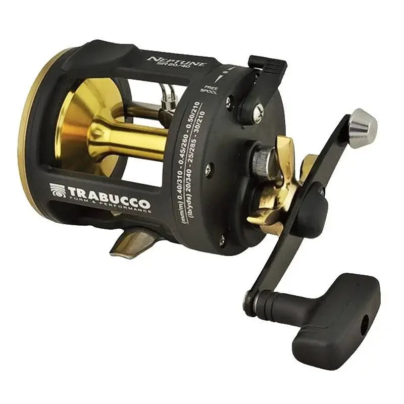 Mulinello da traina Neptune SR di Trabucco, robusto e affidabile per la pesca sportiva in mare.