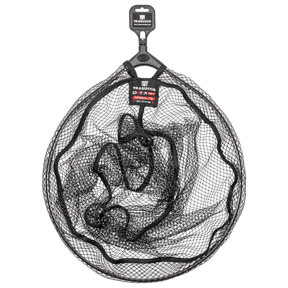 Trabucco GNT Head Black Silicone Silver - Testa Guadino 2026, rete guadino in silicone nero per pesce.