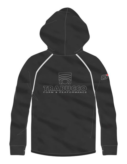 Trabucco GNT-TECNIK Thermo Hoodie, view from the back showcasing logo and design.