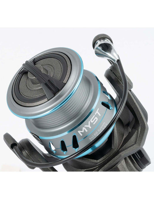 Trabucco Myst FD fishing reel features high resistance graphite construction for versatile techniques.