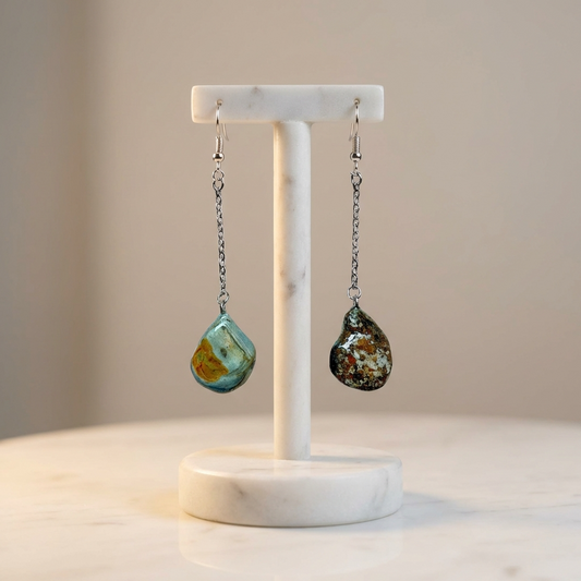 Handmade Drop Earrings with Natural Stones from Valsesia – Unique, Ethical, Made in Italy
